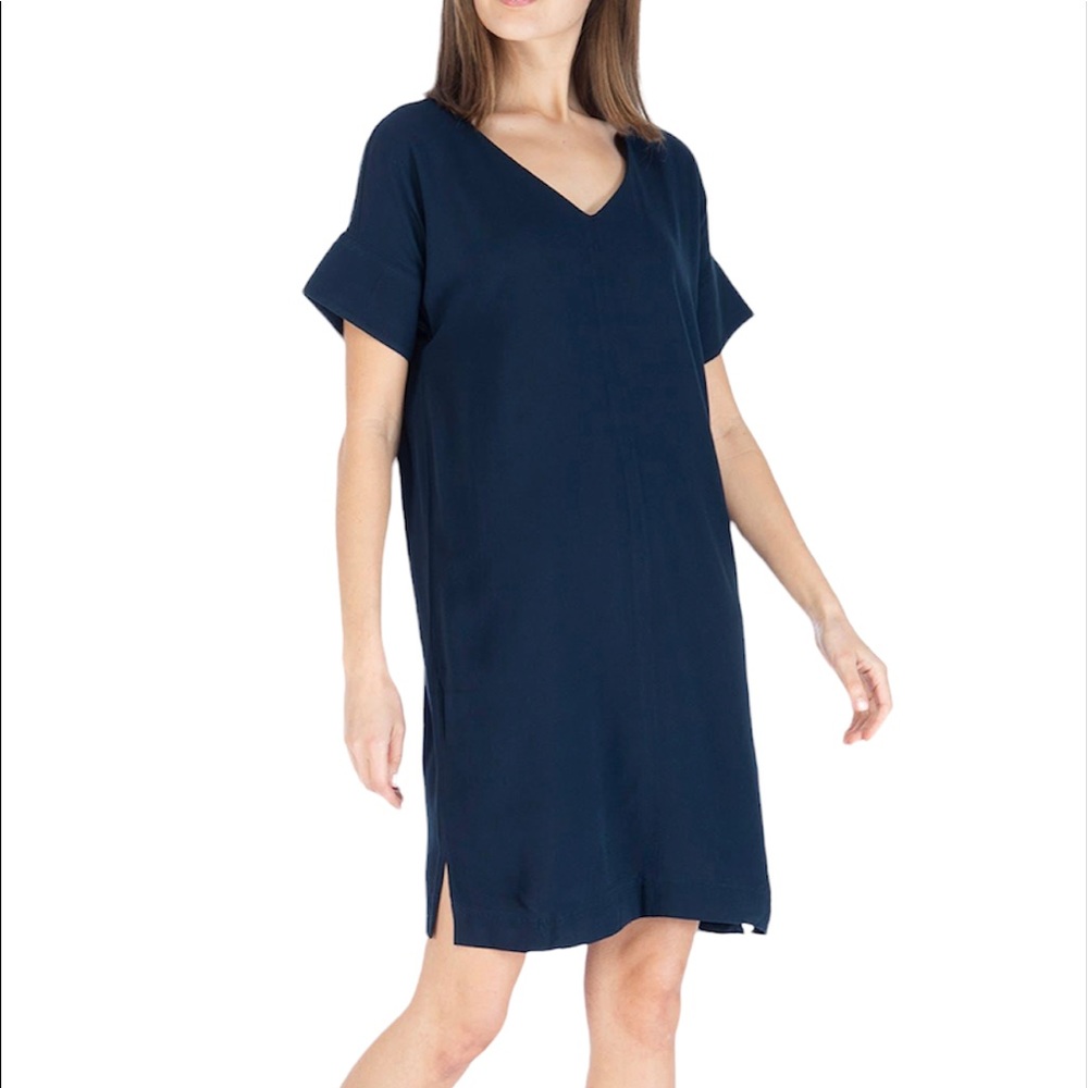 Bobeau Navy Blue Sleeveless V-Neck Midi Dress Size L